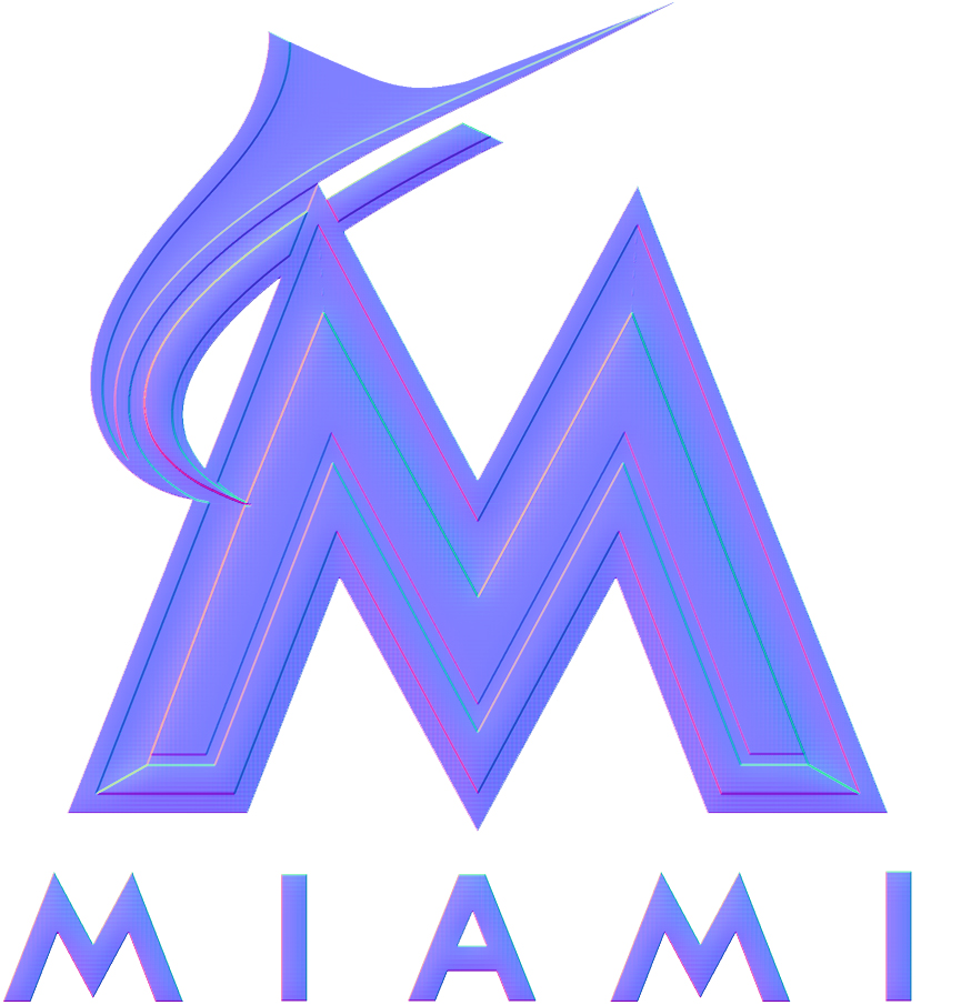 Miami Marlins Colorful Embossed Logo iron on paper